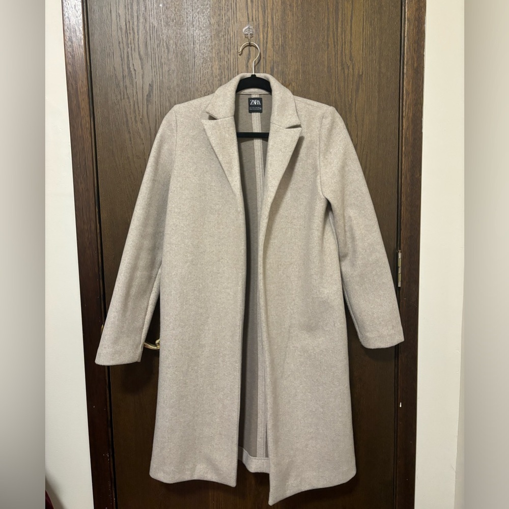 ZARA Felt Texture Coat Sand/Marl